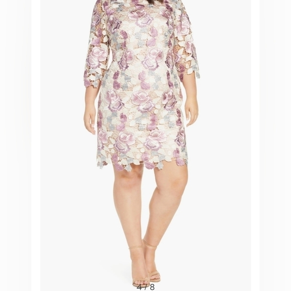 Eliza J Embroidered Lace Cocktail Sheath Dress - Picture 10 of 15